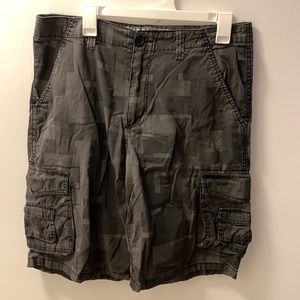 Black and gray cargo shorts